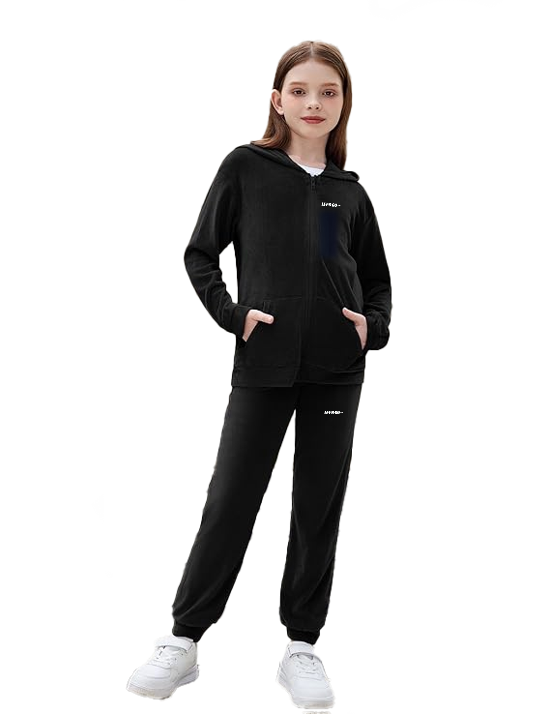 Girl's 2-Piece Tracksuit Black Size